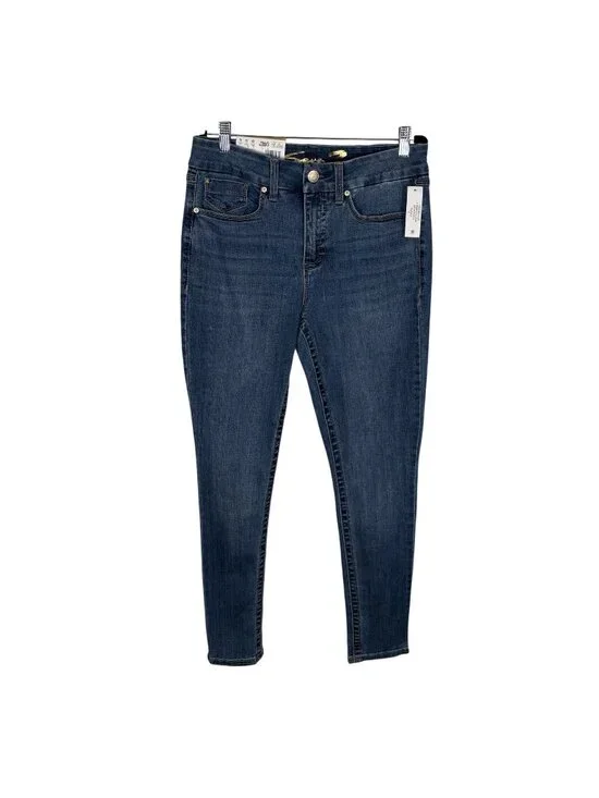 Seven7 Women SZ 8 Alaska Blue Medium Wash Tummy Less High Rise Skinny Jeans NWT - Picture 2 of 14